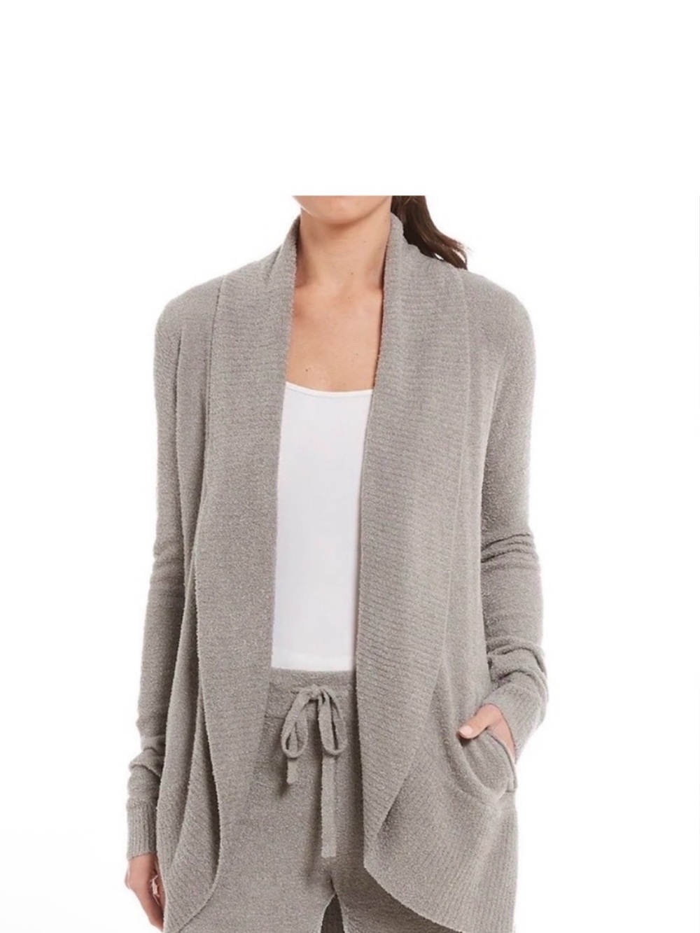 Cozy Open-Front Women's Cardigan Sweater - Light Gray